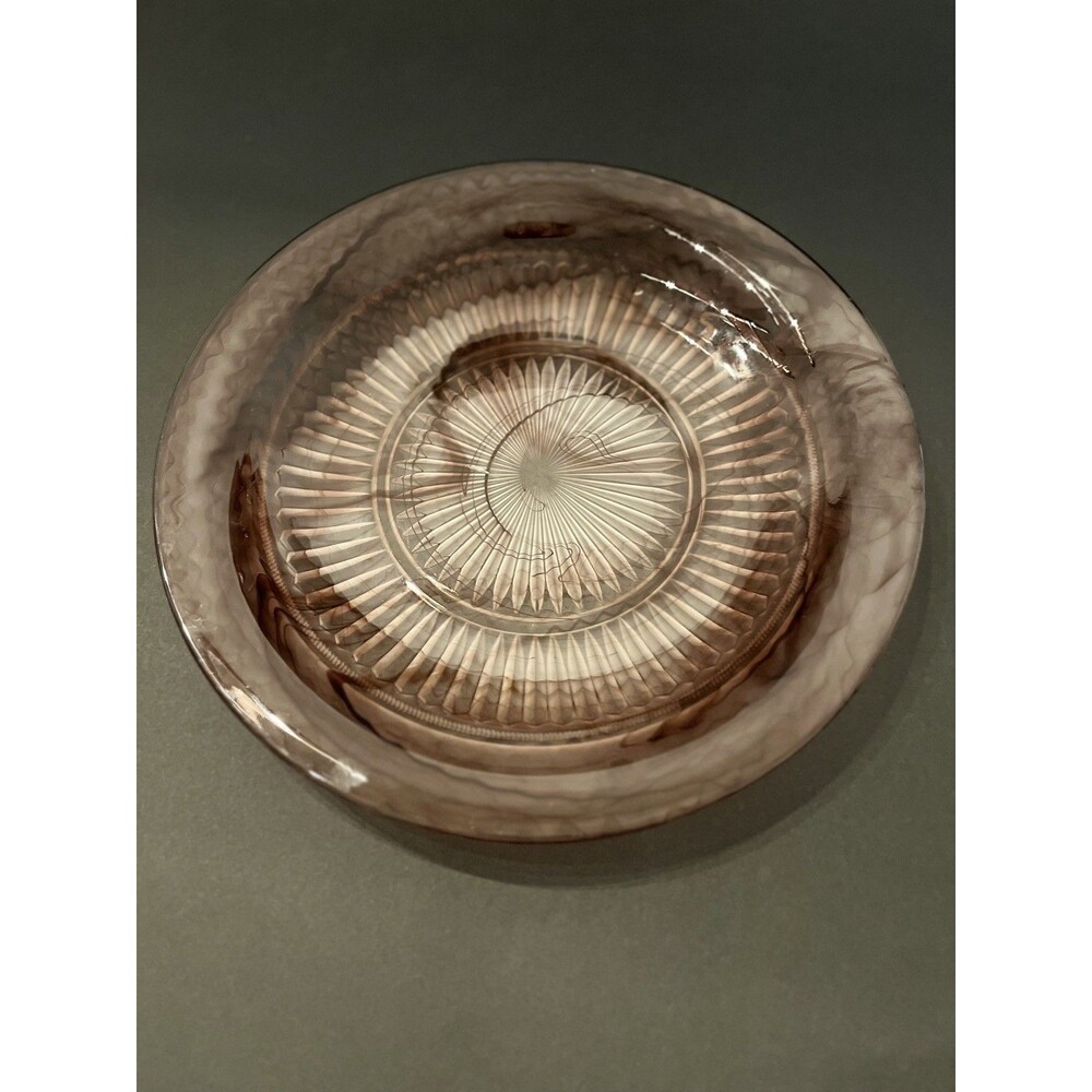Two Perfect Art Deco 1930s Davidson Amber Cloud Glass Plates with Purple Hue - Picture 5 of 9